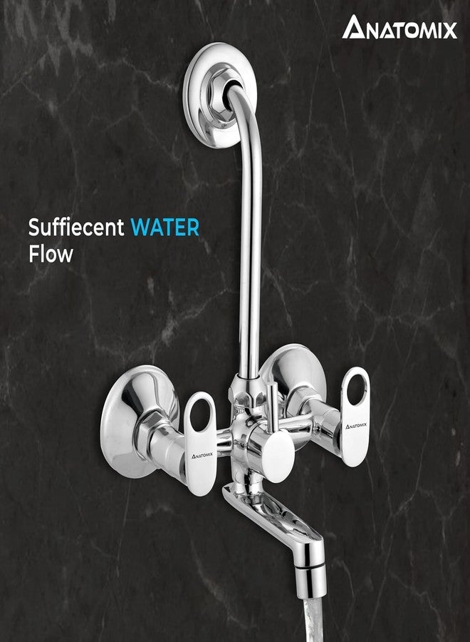 ANATOMIX Flora Brass Wall Mixer with L Bend Pipe and Provision for Over Head Shower and 125mm Long Bend Pipe Pack of 2 - Image 3